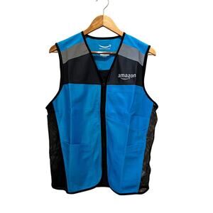 NWOT AMAZON Workwear Uniform Unisex Work Vest XS/S Pockets Mesh Sides Full Zip